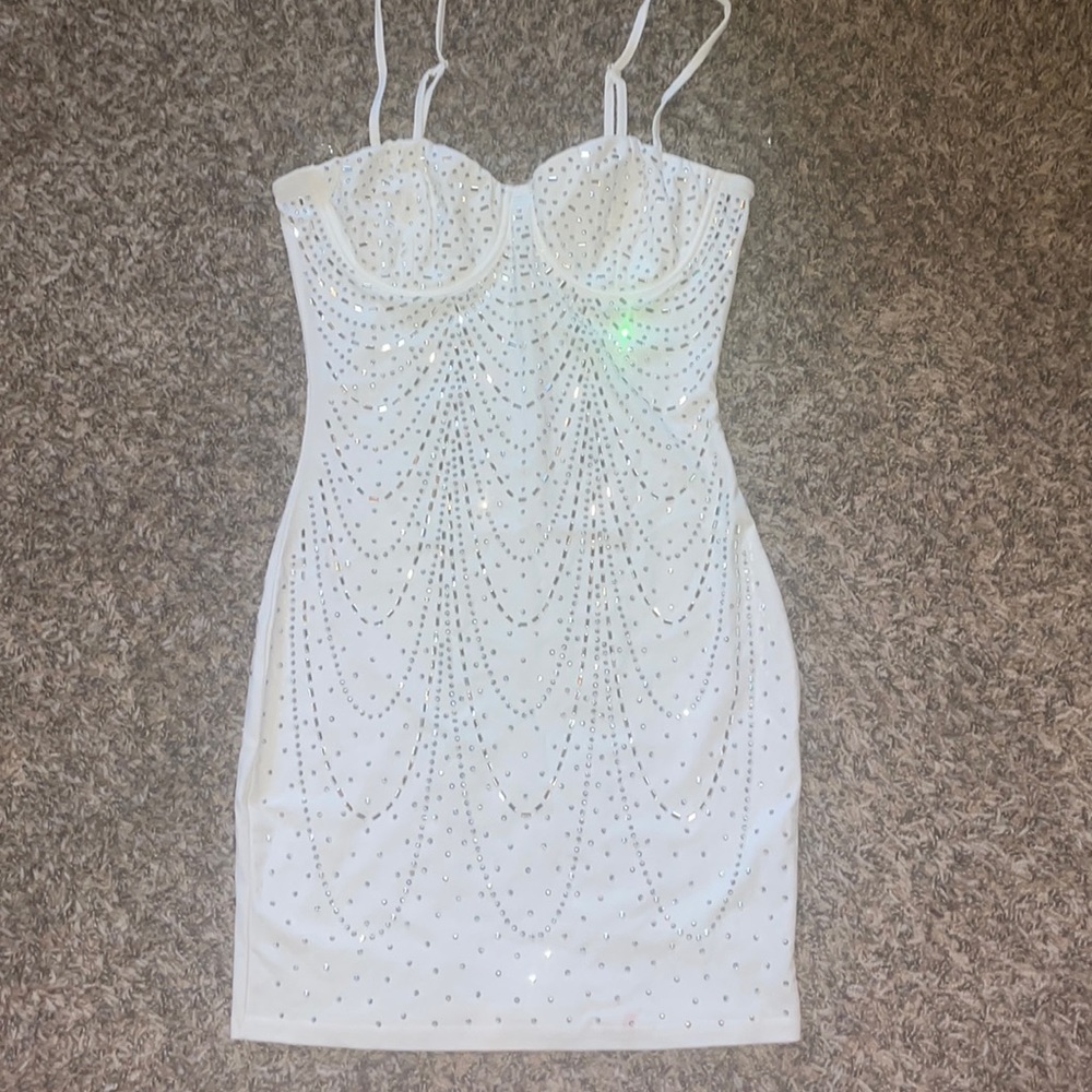 White rhinestone bodycon